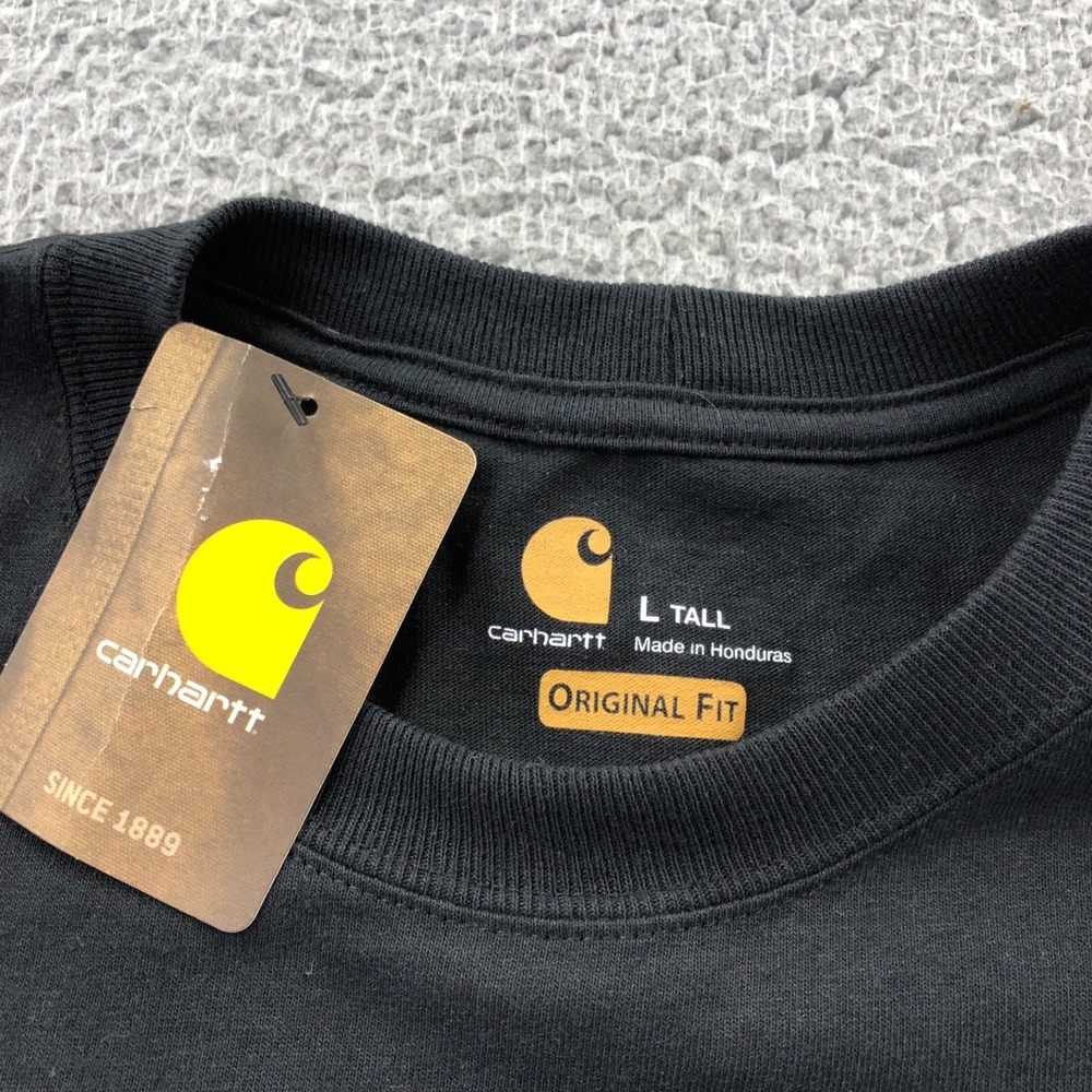 Carhartt Shirt Mens Large Tall Black K87 Pocket T Loose Fit Heavy Cotton New - Picture 3 of 9